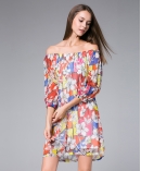 Flowers Printed silk georgette mini  dress